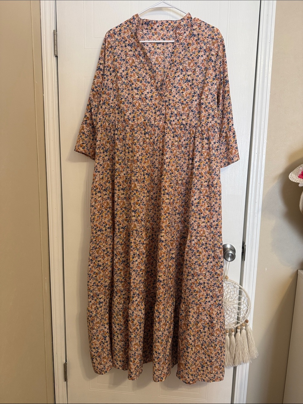 SHEIN Pink, Orange and Blue Floral Maxi Dress